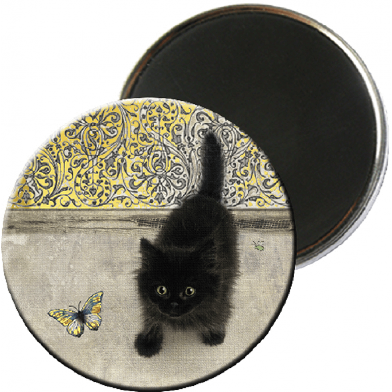 Magnet rond aimanté chaton papillon -Kiub